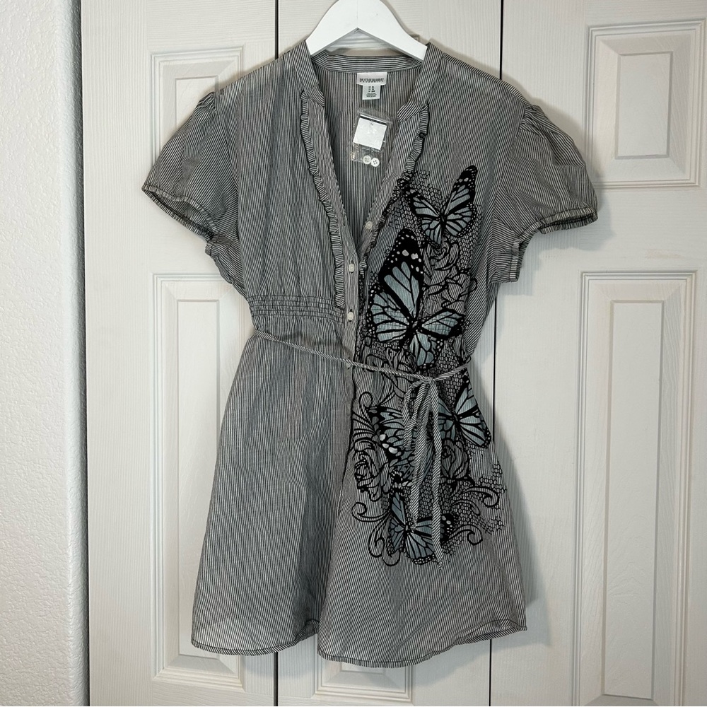 NWT Motherhood Black & White Striped Butterfly Tunic Blouse Maternity Pregnancy